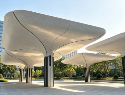 UHPC 景观伞形顶棚｜广场公园艺术伞亭工程案例