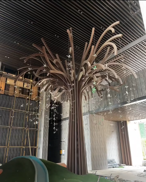 室内抽象树形钢结构雕塑 大堂弧形金属大树飞鸟艺术装置定制(图3) 室内抽象树形钢结构雕塑 大堂弧形金属大树飞鸟艺术装置定制(图3)