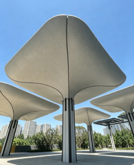UHPC 景观伞形顶棚|广场公园艺术伞亭工程案例(图2) UHPC 景观伞形顶棚|广场公园艺术伞亭工程案例(图2)