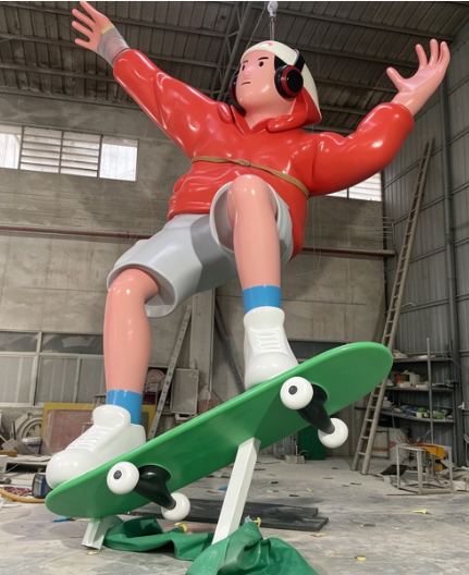 高空滑板少年玻璃钢卡通雕塑(图6)