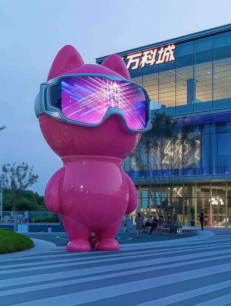 万科城赛博猫咪卡通 IP 雕塑(图3)